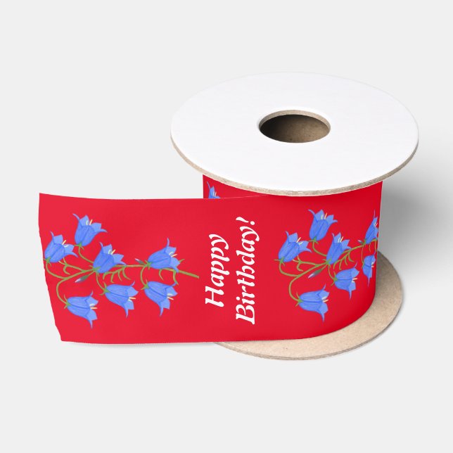 Ruban En Satin Bluebell Fleurs Rouge Ruban (Bobine)