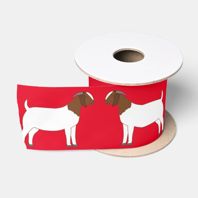 Ruban En Satin Boer Chèvre Farm Rouge (Bobine)