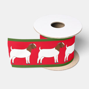 Ruban En Satin Boer Goat Farm Vacances rouge et verte