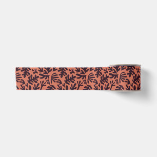 Ruban En Satin Boho Matisse Formes Botaniques Motif Terracotta