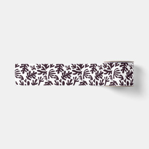 Ruban En Satin Boho Matisse Motifs Botaniques Motif Noir Gris
