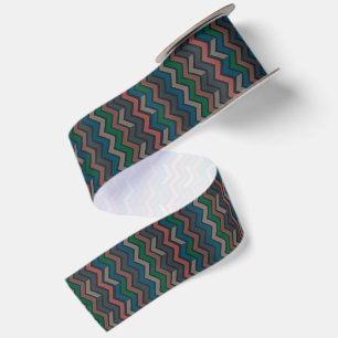 Ruban En Satin Bois sombre Terre Zigzag Chevron