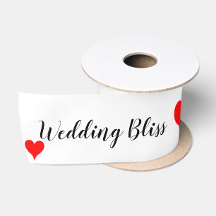 Ruban En Satin Bonheur de mariage Cœurs rouges
