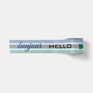 Ruban En Satin Bonjour Hola Bonjour Espagnol Français Stripes