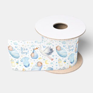 Ruban En Satin Bonjour Petit Garçon – Conception de motif aquarel
