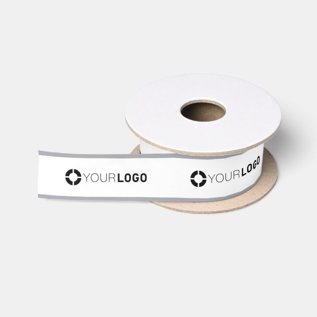 Ruban En Satin Bordure grise logo personnalisé entreprise cadeau  (Bobine)