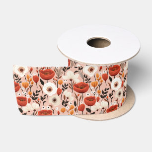 Ruban En Satin Botanique Boho Automne Fleur sauvage Meadow Motif