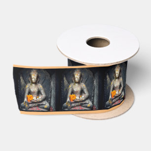 Ruban En Satin Bouddha et fleurs - Shakyamuni /dharma Nepal
