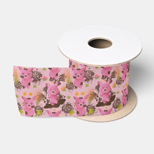 Ruban En Satin Boue Bath Piggy (Bobine)