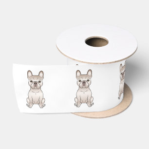 Ruban En Satin Bouledogue Français Crème / Chien de Dessin Animé 