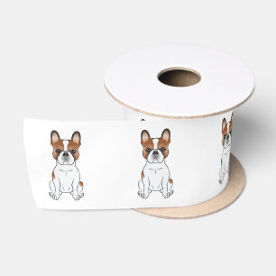 Ruban En Satin Bouledogue français pie rouge mignon chien de dess