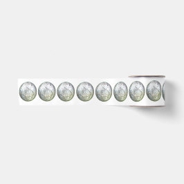 Ruban En Satin Boules d'argent sur ruban blanc