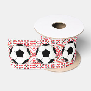 Ruban En Satin Boules de football Noël Motif Enveloppement cadeau