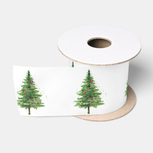 Ruban En Satin Boules de Noël sur un pin vert