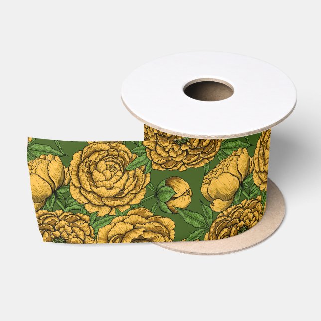 Ruban En Satin Bouquet de galets jaunes (Bobine)