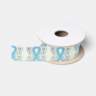 Ruban En Satin Bouton Bleu de sensibilisation Rubans personnalis