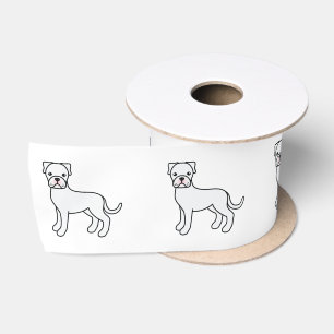 Ruban En Satin Boxe blanche mignonne chien de dessin