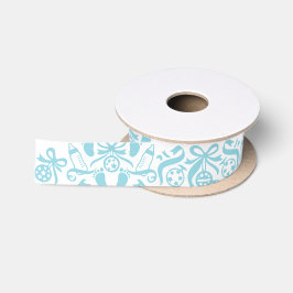 Ruban En Satin Boy Baby Shower Blue Bottle Rattle Pattern
