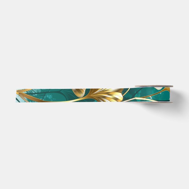Ruban En Satin Branche avec Feuilles d'or Ginko Biloba (Devant)