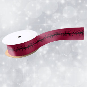 Ruban En Satin Branches noires barbelées sur Halloween rouge sang