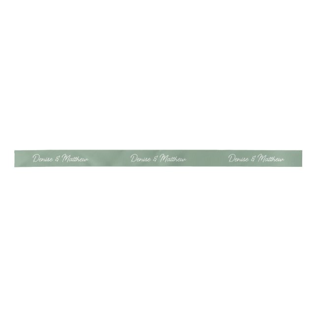 Ruban En Satin Bride et Groom Basil Green (Devant)
