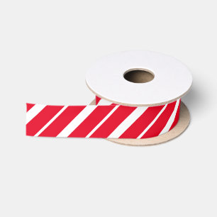 Ruban En Satin Bright Red et White Sucre de canne rayures classiq