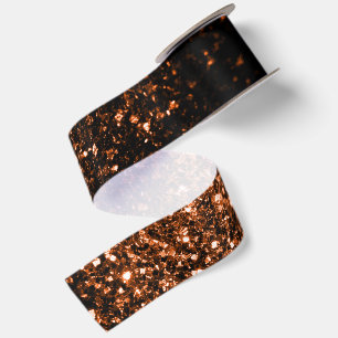 Ruban En Satin Bronze orange marron cuivre faux scintillements ét
