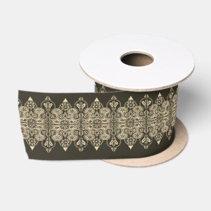 Ruban En Satin Brown et crème Ethnic motif Satin Ruban