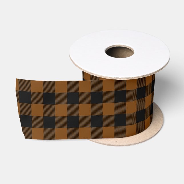 Ruban En Satin Brown et noir Buffalo Check Holiday (Bobine)