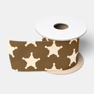 Ruban En Satin Brown White Sheriff Cowboy Stars Rustic Farmer