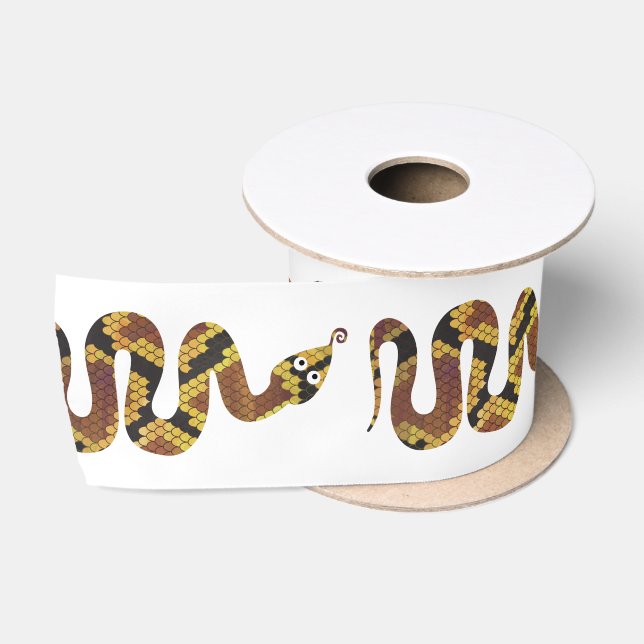 Ruban En Satin Brun de serpent et silhouette d'or (Bobine)