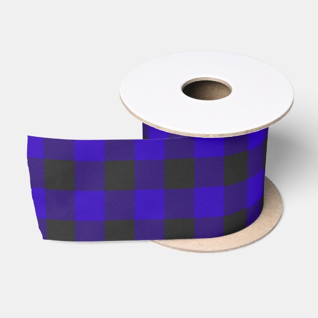 Ruban En Satin Buffalo Plaid Royal Blue Check (Bobine)