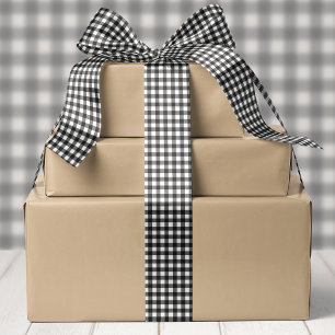 Ruban En Satin Buffle Noir Et Blanc Planté Noël