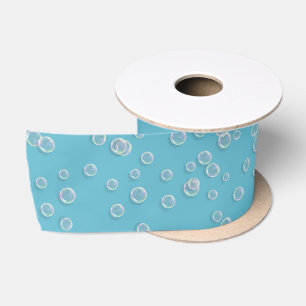 Ruban En Satin Bulles Sur Aqua Blue