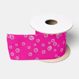 Ruban En Satin Bulles Sur Rose Chaud