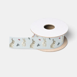 Ruban En Satin Bunnies, Holly et Berries Blue