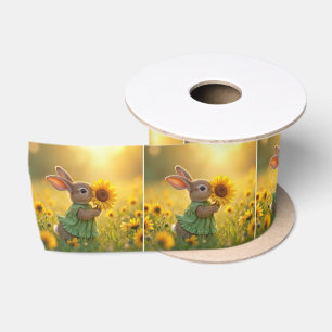 Ruban En Satin Bunny Sniffer un tournesol jaune
