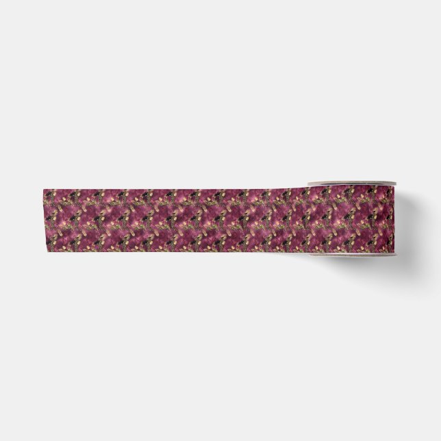 Ruban En Satin Burgundy and Gold Leopard Series Design 10 (Devant)