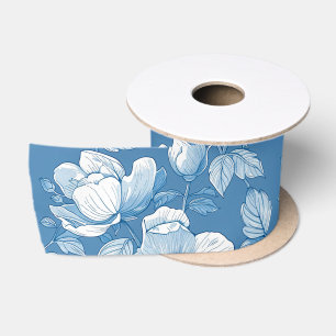 Ruban En Satin Cadeau de demoiselle d'honneur en chinoiserie bleu