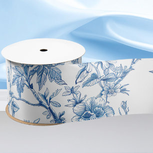 Ruban En Satin Cadeau de demoiselle d'honneur en chinoiserie bleu
