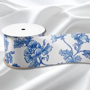 Ruban En Satin Cadeau de demoiselle d'honneur en chinoiserie bleu