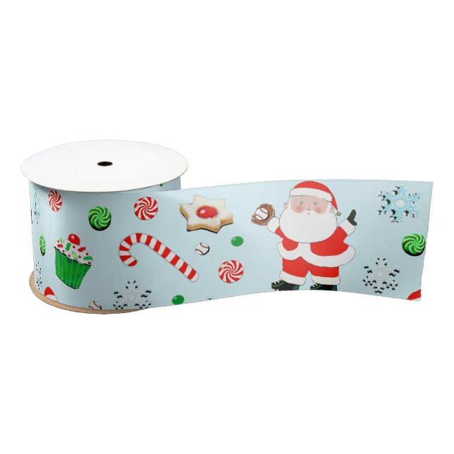 Ruban En Satin Cadeaux de Noël de baseball (Bobine)