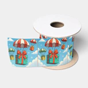 Ruban En Satin Cadeaux De Noël Livrés Par Parachutes