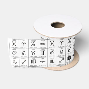Ruban En Satin Calendrier d'astrologie des signes solaires Zodiac