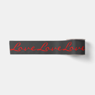 Ruban En Satin Calligraphie tendance Grey Red Love Mariage