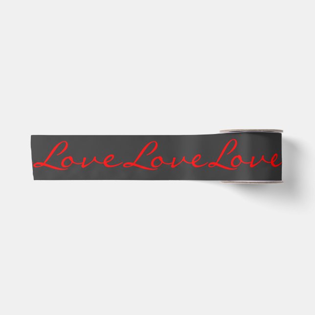 Ruban En Satin Calligraphie tendance Grey Red Love Mariage (Devant)