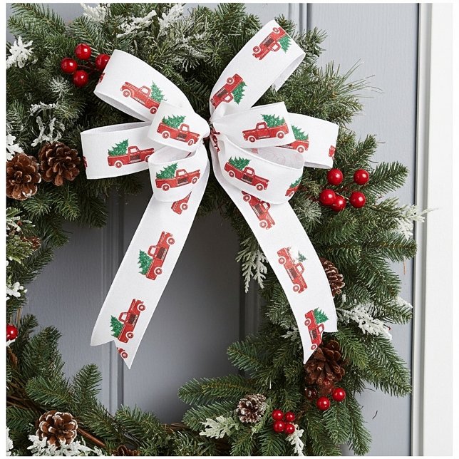 Ruban En Satin Camion rouge et arbre (Créateur téléchargé)
