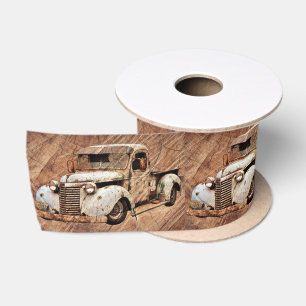 Ruban En Satin Camion vintage Bois rustique