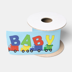Ruban En Satin Camions Boy Baby shower Construction Cute
