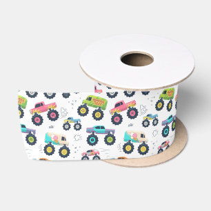 Ruban En Satin Camions monstres aquarelle pour enfants